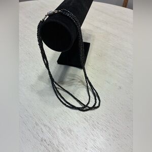 Stylish Black Beaded Necklace, genuine, black spinel.